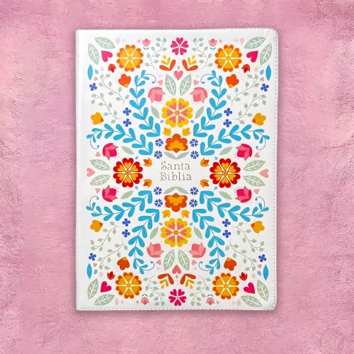 Biblia Blanca floral - Letra super gigante