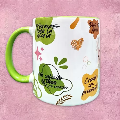 Taza aza verde - Taza Confia en Dios 