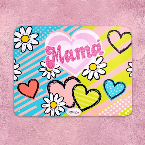 Pad Mouse - Mamá Corazones verdes y Rosas